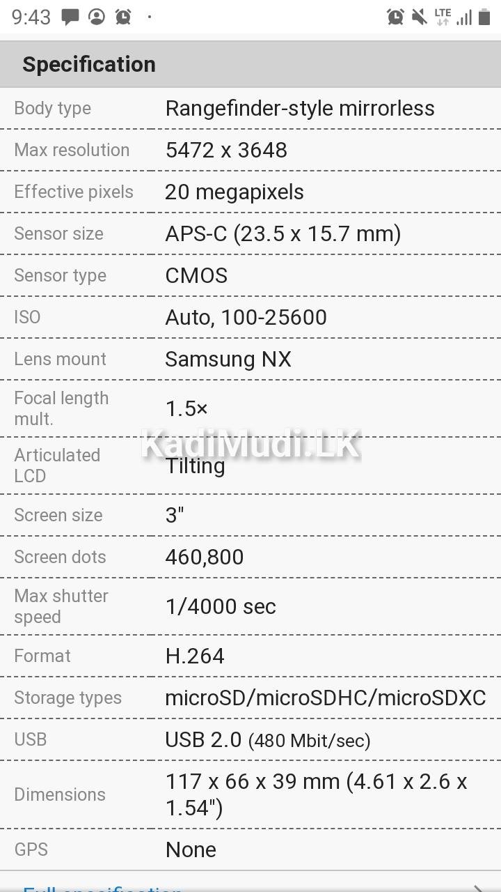 Samsung NX3000 Camera for Sale
