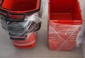 SHOP RACK & CASH COUNTER WITH STEEL & WEEL BASKET