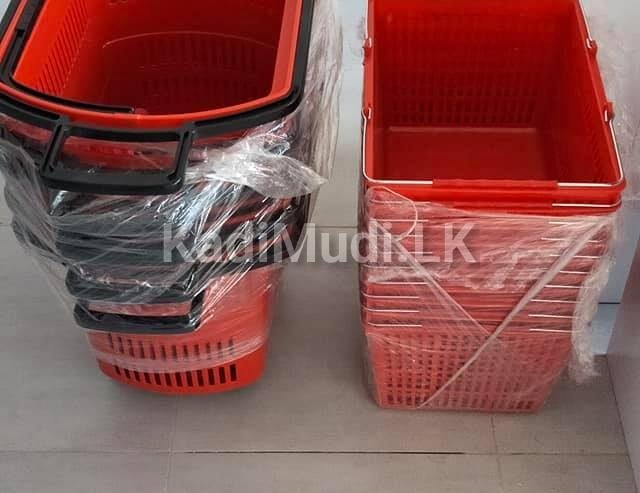 SHOP RACK & CASH COUNTER WITH STEEL & WEEL BASKET