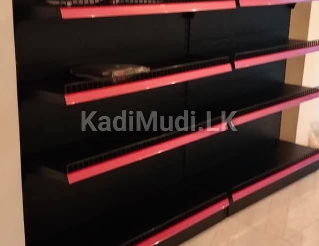 SHOP RACK & CASH COUNTER WITH STEEL & WEEL BASKET