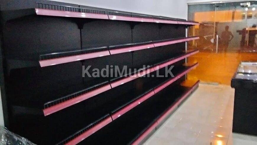 SHOP RACK & CASH COUNTER WITH STEEL & WEEL BASKET