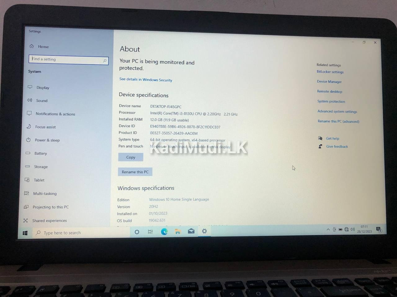 Asus Vivobook X540UAR i3 8th Gen