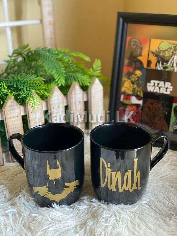 Couple Mugs – Black – Batman and Wonder Woman Matt