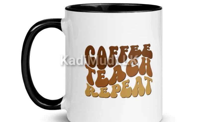 ‘Coffee Teach Repeat’ Inner Color Black Mug