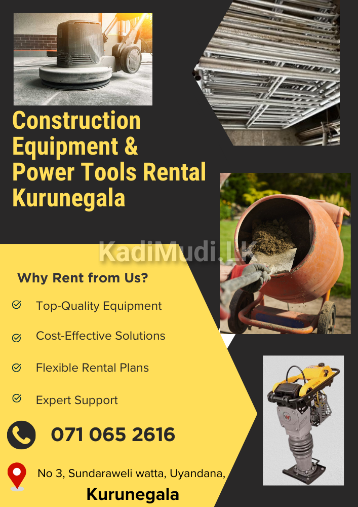Kurunegala Construction Equipment Rent/ Hire