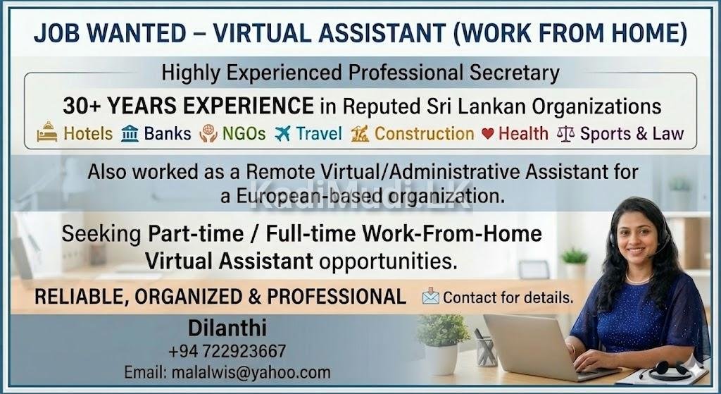 JOB WANTED – VIRTUAL ASSISTANT POSITION (WFH)
